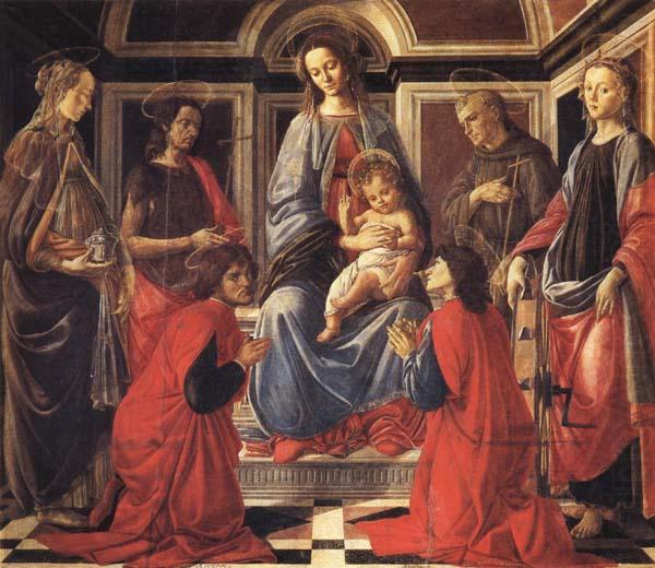 Sandro Botticelli The Madonna and Child Enthroned,with SS.Mary Magdalen,Catherine of Alexandria,John the Baptist,Francis,and Cosmas and Damian oil painting picture